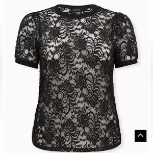 NWT TORRID Puff Sleeve Sheer Lace Crew Neck Tee Top Sz 2 18 20